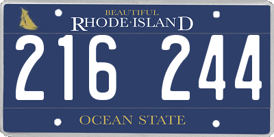RI license plate 216244