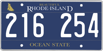 RI license plate 216254