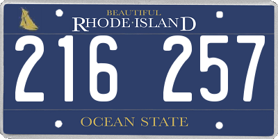 RI license plate 216257