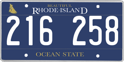 RI license plate 216258