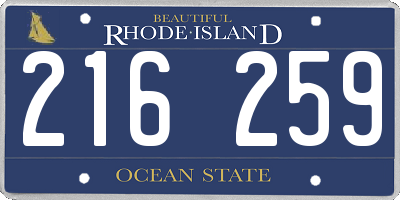 RI license plate 216259