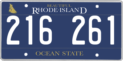 RI license plate 216261