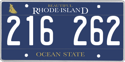 RI license plate 216262