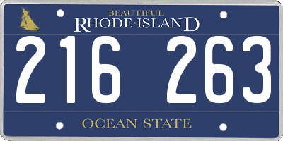 RI license plate 216263