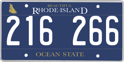 RI license plate 216266