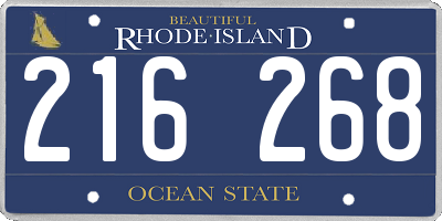RI license plate 216268