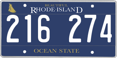 RI license plate 216274