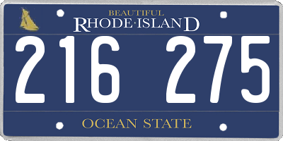 RI license plate 216275