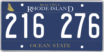 RI license plate 216276