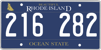 RI license plate 216282