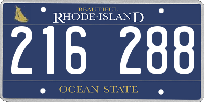 RI license plate 216288