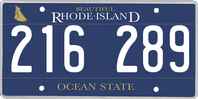 RI license plate 216289