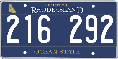 RI license plate 216292