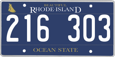 RI license plate 216303