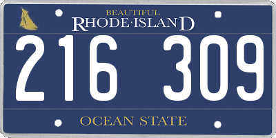 RI license plate 216309