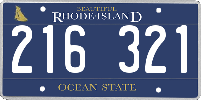 RI license plate 216321