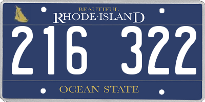 RI license plate 216322