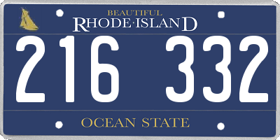 RI license plate 216332