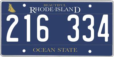 RI license plate 216334
