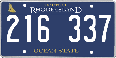 RI license plate 216337