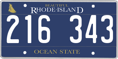RI license plate 216343