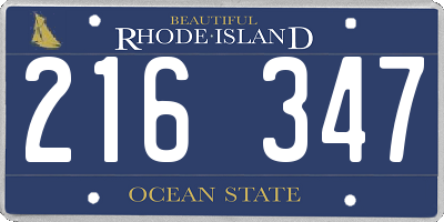 RI license plate 216347