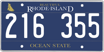 RI license plate 216355