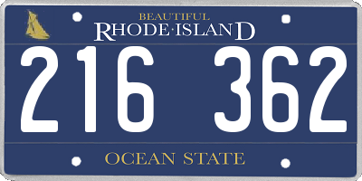 RI license plate 216362