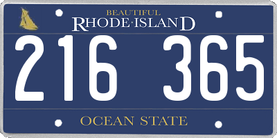 RI license plate 216365