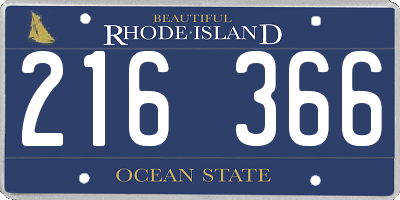 RI license plate 216366