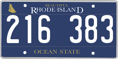 RI license plate 216383