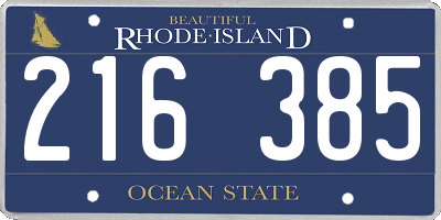 RI license plate 216385