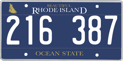 RI license plate 216387