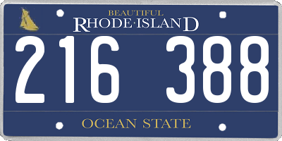 RI license plate 216388