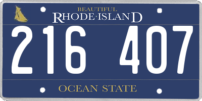 RI license plate 216407