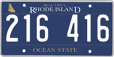 RI license plate 216416