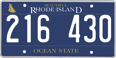 RI license plate 216430