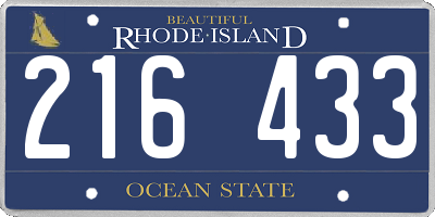 RI license plate 216433