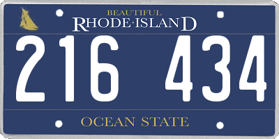 RI license plate 216434