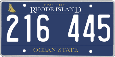RI license plate 216445