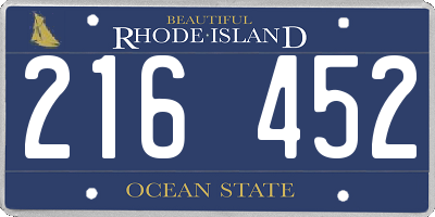 RI license plate 216452