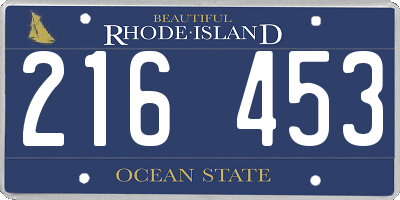 RI license plate 216453