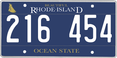 RI license plate 216454