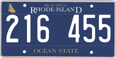 RI license plate 216455