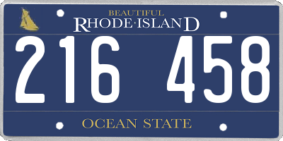 RI license plate 216458