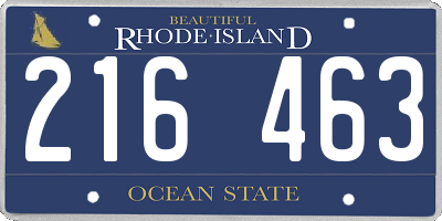 RI license plate 216463