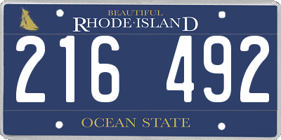RI license plate 216492