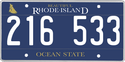 RI license plate 216533