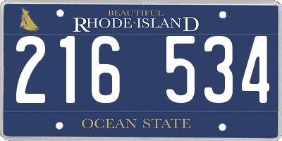 RI license plate 216534