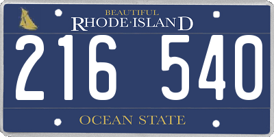 RI license plate 216540